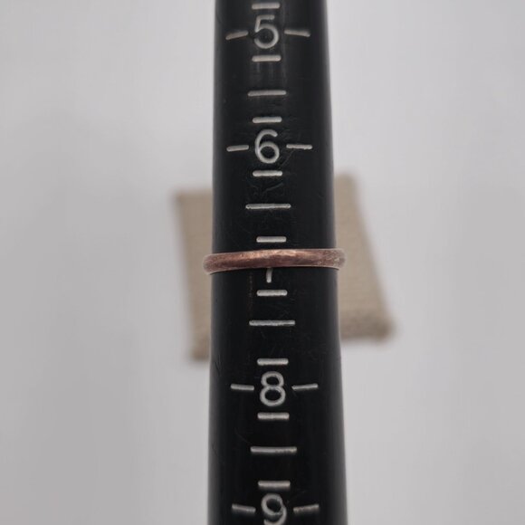 Size 7 Silver And Copper Tone Black Inlay Ring A3039 - Picture 5 of 7